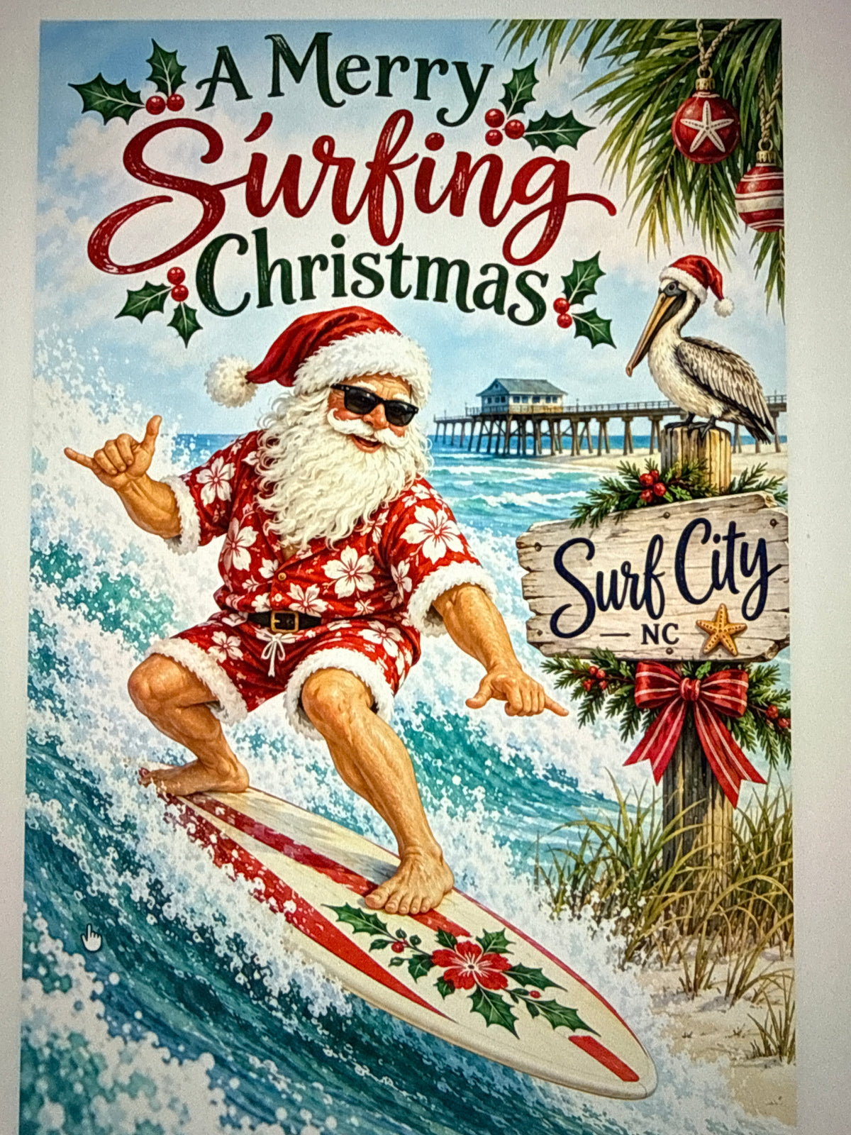 Surf City Christmas Garden Flag