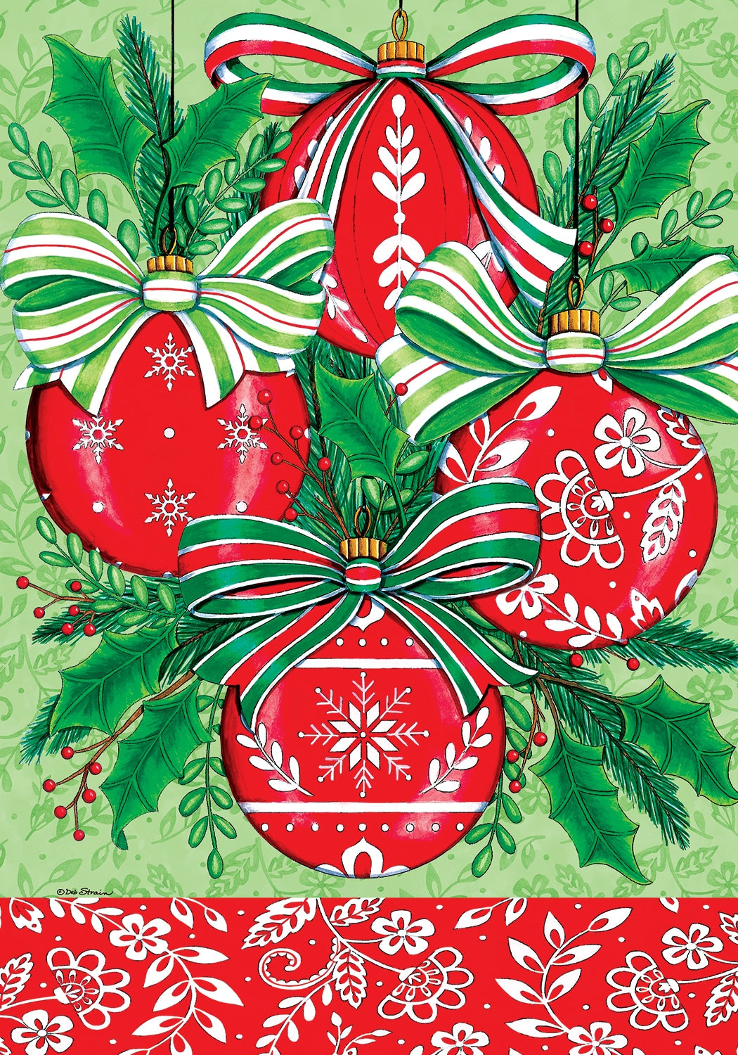 Garden Flag-Red Ornaments