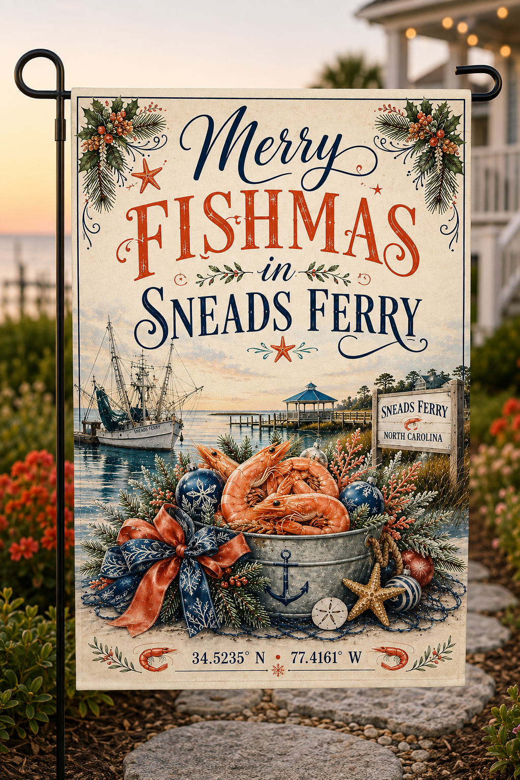 Sneads Ferry Christmas Garden Flag