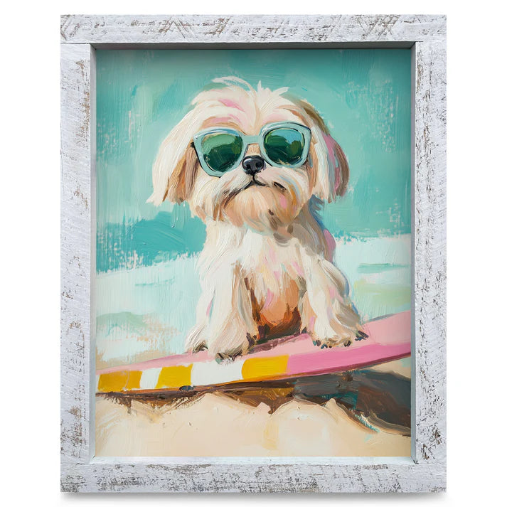 Wave Riding Shih Tzu Artwork - VERTICAL
