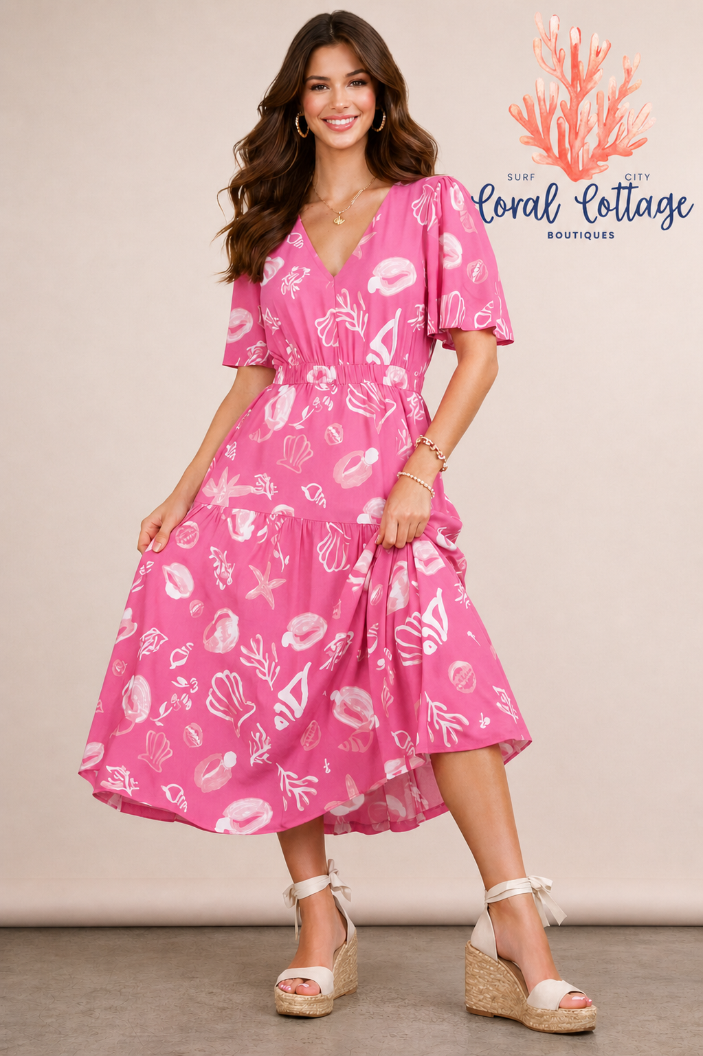 Coastal Motif Midi Dress