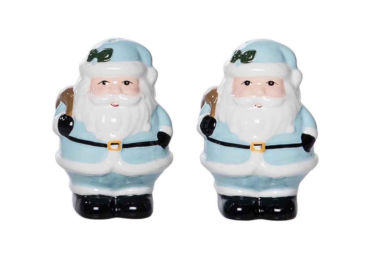 Blue & White Santa Salt & Pepper Shakers