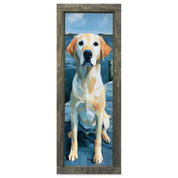 Yellow Lab At The Dock Skinny Artwork