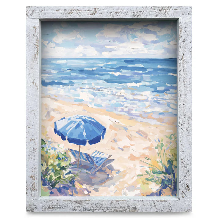 Blue Beach Umbrella Artwork - VERTICAL
