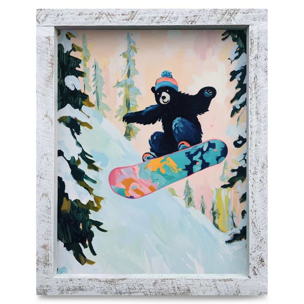 Art-Lake/Lodge-Black Bear Snowboarder