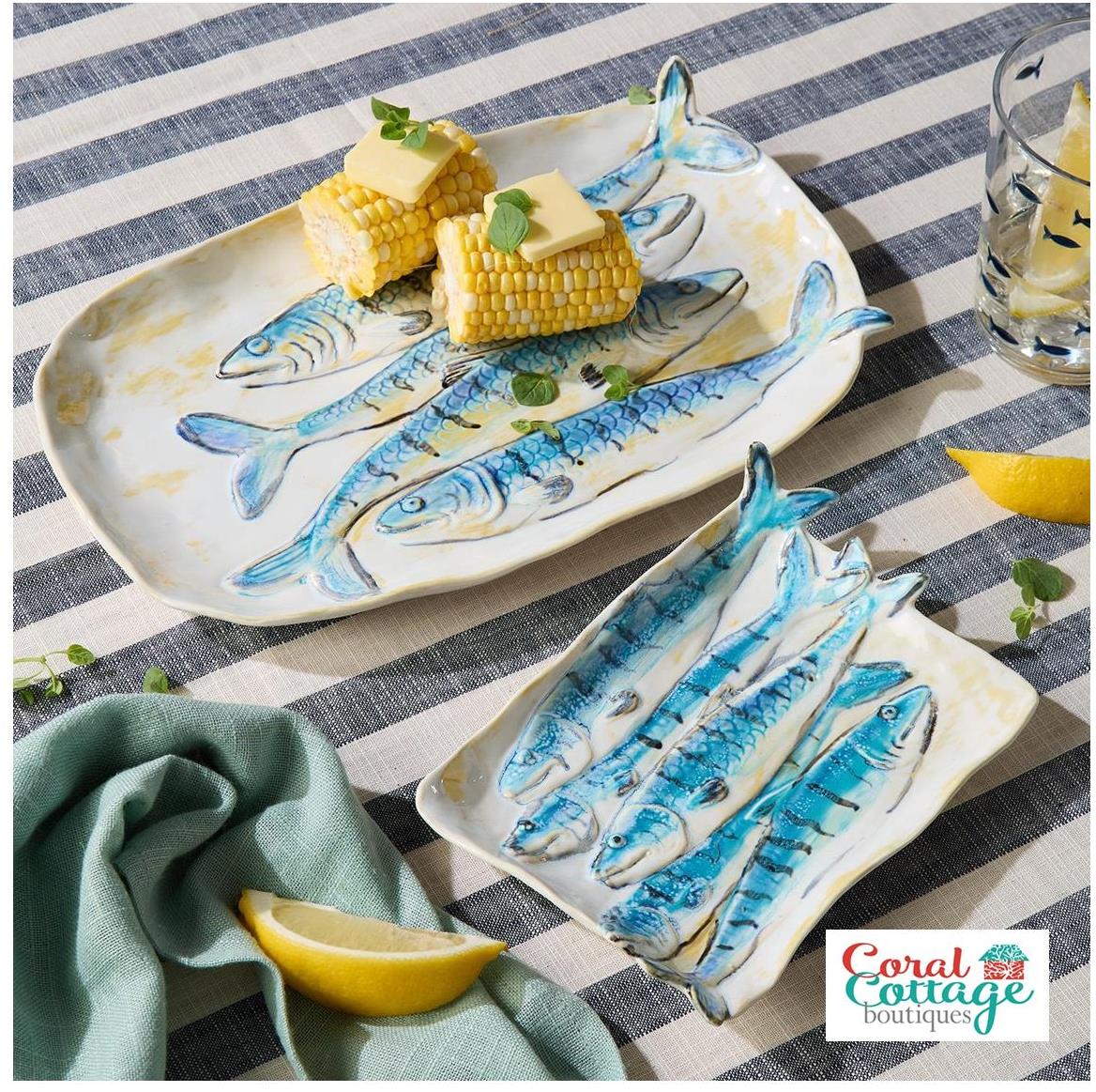 12" Oval Stoneware Sardine Tray