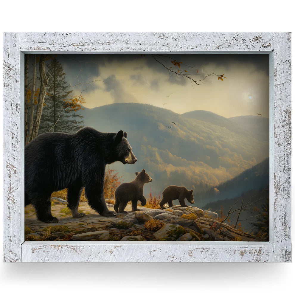 Art-Lake/Lodge-Hazy Black Bear Family