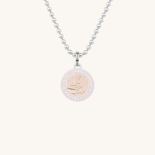 Get Back Necklace - St Christopher - Small - Coral/Pearl