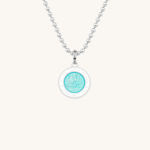 Get Back Necklace - St Christopher - Small - Aqua/White