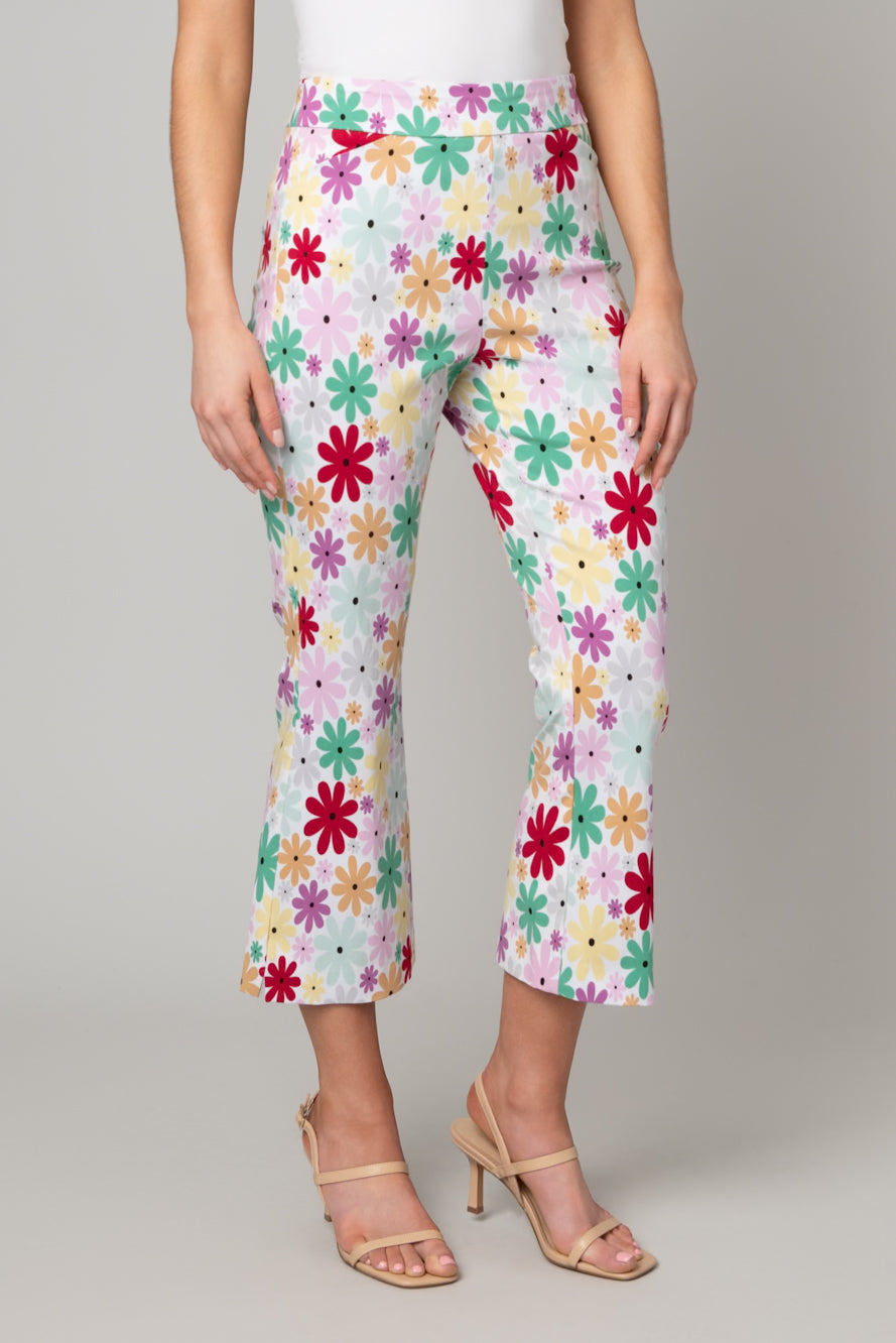 Printed Pull On Millennium Cropped Flare Pant