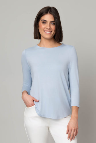 Juliana Crepe 3/4 Sleeve Hi-Lo Tee
