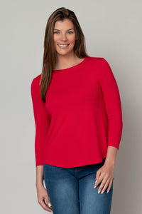 Juliana Crepe 3/4 Sleeve Hi-Lo Tee