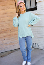 Load image into Gallery viewer, Back to Basics Sage Jacquard Cable Pullover Top