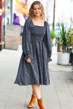 Load image into Gallery viewer, Keep You Close Black Smocking Ditsy Floral Woven Dress