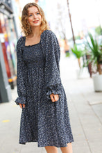 Load image into Gallery viewer, Keep You Close Black Smocking Ditsy Floral Woven Dress