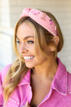 Load image into Gallery viewer, Barbie Pink Pearl Embellished Top Knot Headband
