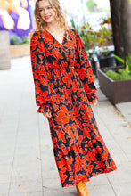 Load image into Gallery viewer, It&#39;s A Match Black &amp; Rust Floral Surplice Maxi Dress