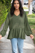 Load image into Gallery viewer, Moss Green Leopard Wool Dobby Woven Knit Top