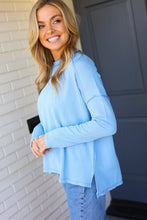 Load image into Gallery viewer, Baby Blue Mineral Wash Rib Knit Pullover Top