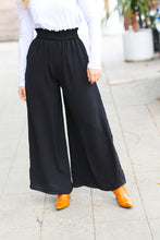 Load image into Gallery viewer, Relaxed Fun Black Smocked Waist Palazzo Pants