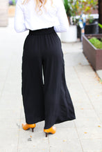 Load image into Gallery viewer, Relaxed Fun Black Smocked Waist Palazzo Pants