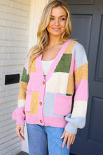 Load image into Gallery viewer, Very Connected Dusty Pink Patchwork Color Block Cardigan