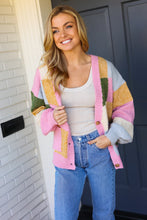 Load image into Gallery viewer, Very Connected Dusty Pink Patchwork Color Block Cardigan