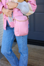 Load image into Gallery viewer, Pink Vegan Leather Two Pocket Mini Cross Body