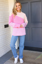 Load image into Gallery viewer, Make You Smile Pink Diagonal Color Block Sweater