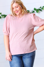 Load image into Gallery viewer, Baby Pink Puff Sleeve Two Tone Sweater Top