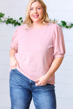 Load image into Gallery viewer, Baby Pink Puff Sleeve Two Tone Sweater Top