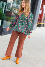 Load image into Gallery viewer, In My Thoughts Hunter Green Floral Babydoll Top