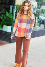 Load image into Gallery viewer, Gorgeous In Rust Checker Plaid French Terry Top