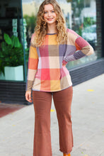 Load image into Gallery viewer, Gorgeous In Rust Checker Plaid French Terry Top