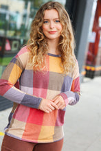 Load image into Gallery viewer, Gorgeous In Rust Checker Plaid French Terry Top