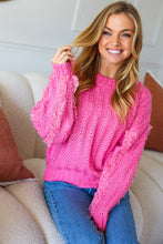 Load image into Gallery viewer, True Love Pink Lace Trim Oversized Knit Sweater