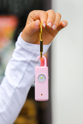 Pink Personal Alarm Flashlight Keychain