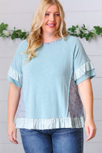 Load image into Gallery viewer, Seafoam Floral &amp; Leopard Print Ruffle Hem Top