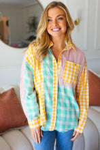 Load image into Gallery viewer, You&#39;ve Got This Mint &amp; Yellow Cotton Plaid Hi-Lo Button Down Shirt