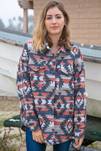 Load image into Gallery viewer, Flannel Aztec Jacquard Shacket with Pockets
