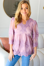 Load image into Gallery viewer, Crazy For You Mauve Lace Embroidered V Neck Top