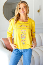 Load image into Gallery viewer, Keep You Close Yellow Floral Embroidery Square Neck Blouse