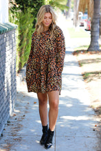 Load image into Gallery viewer, Mocha Leopard Long Sleeve Babydoll Dress