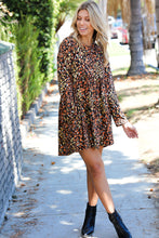 Load image into Gallery viewer, Mocha Leopard Long Sleeve Babydoll Dress