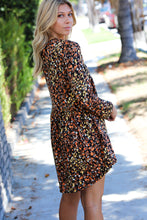 Load image into Gallery viewer, Mocha Leopard Long Sleeve Babydoll Dress
