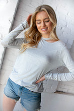 Load image into Gallery viewer, Grey Stripe Cold Shoulder Cut Out Knit Top