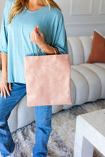 Load image into Gallery viewer, Ballerina Pink Fold Over Gold O-Ring Faux Leather Clutch