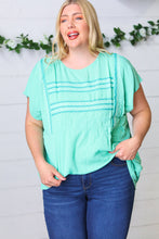 Load image into Gallery viewer, Mint Boho Embroidered Dolman Top