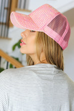 Load image into Gallery viewer, Pink Rhinestone Mesh Trucker Hat