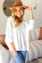 Load image into Gallery viewer, Just My Type White Jacquard Hi-Low V Neck Sweater